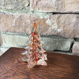 Vintage Glass Pine Tree / Glass Tree / Holiday Decor / Red Glass Tree
